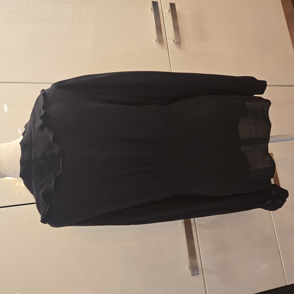 WD.NY Silk Ruffled Button Down Womens Blouse Top Black Size 16 - Picture 4 of 7